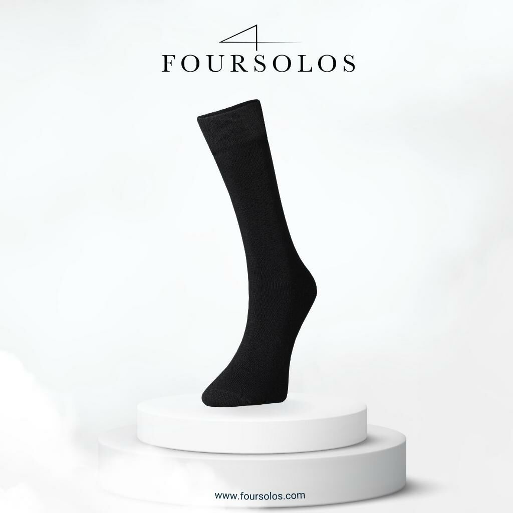 Foursolos, Erkek Pamuklu 2'li Set Çorap, Kışlık Rahat Siyah Soket Çorap 40-46