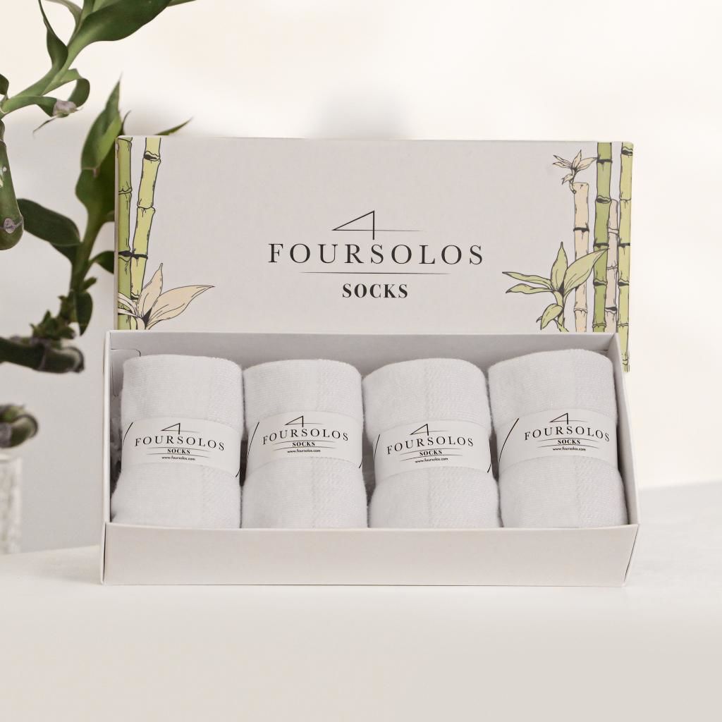 FOURSOLOS 4'lü İz Yapmayan Çorap Beyaz - 36-40