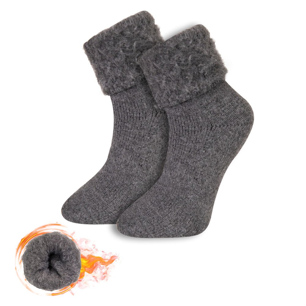 FOURSOLOS Thermal Gri Kışlık Çorap Unisex 2'li 41-46 Beden