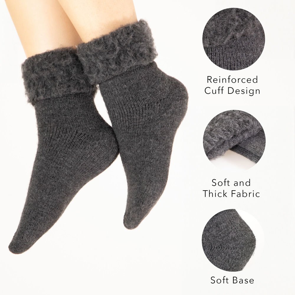 FOURSOLOS Thermal Gri Kışlık Çorap Unisex 2'li 41-46 Beden