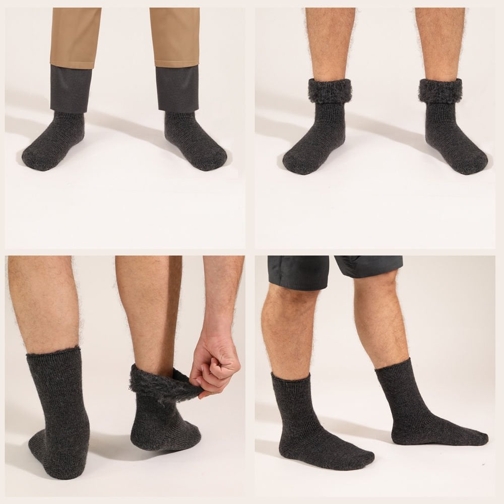 FOURSOLOS Thermal Gri Kışlık Çorap Unisex 2'li 41-46 Beden