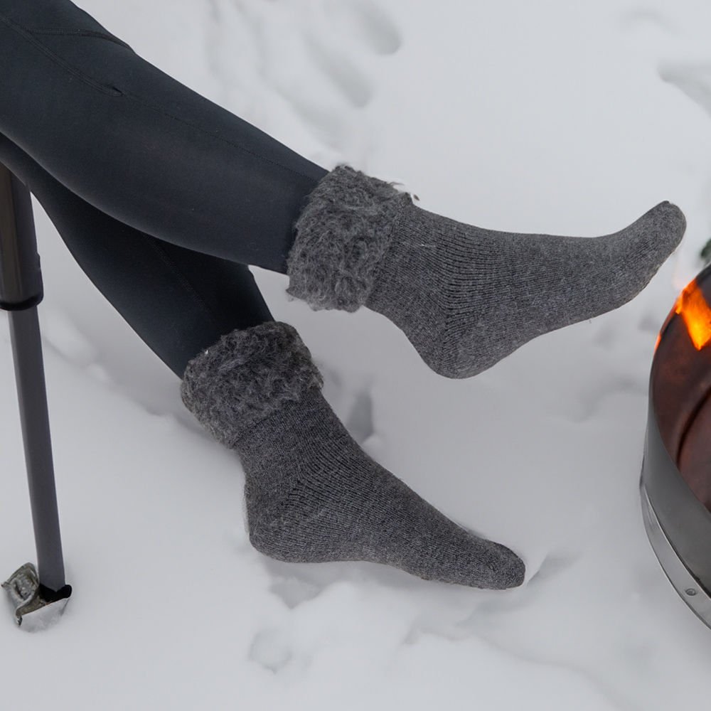 FOURSOLOS Thermal Gri Kışlık Çorap Unisex 2'li 41-46 Beden