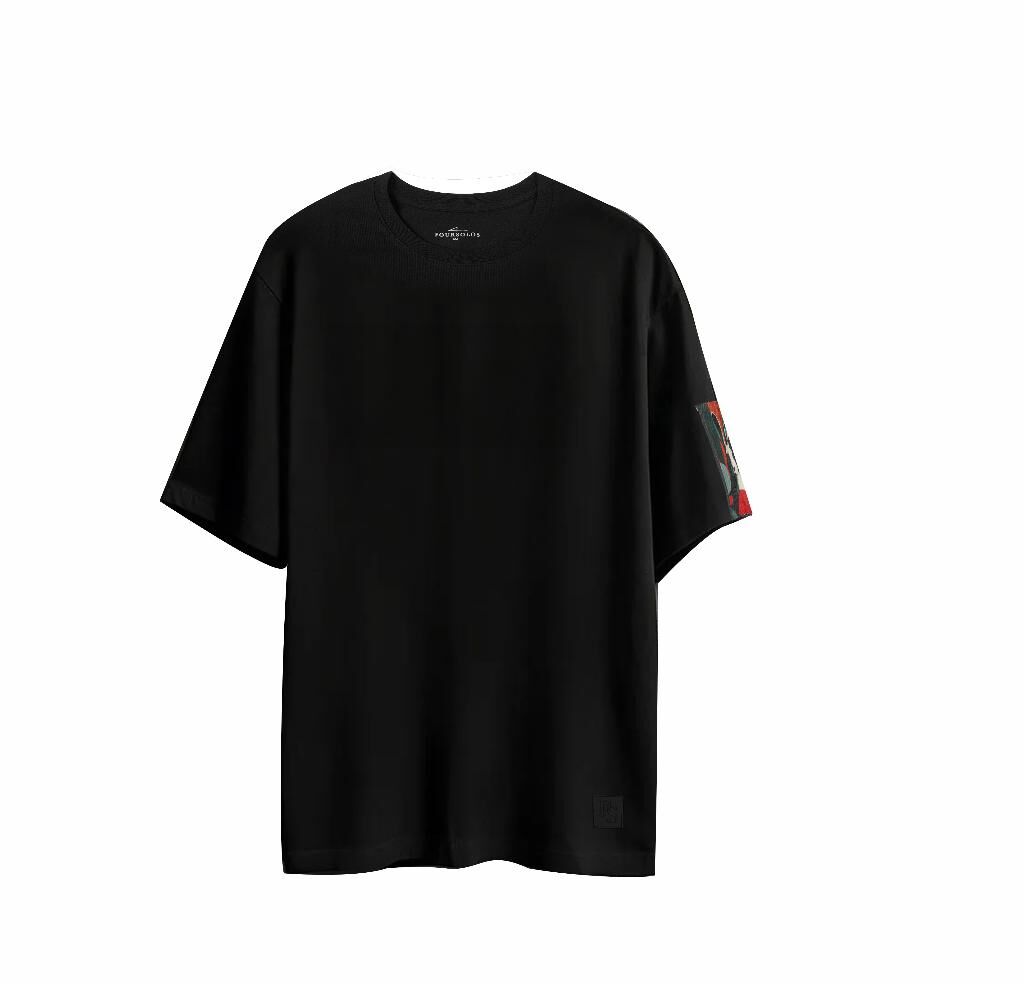 FOURSOLOS Unisex Oversize T-shirt (BLACK) Siyah XL/XXL OVERSIZE - Siyah